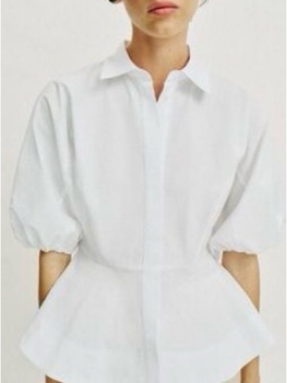 Zara White Peplum Button Down Blouse Size Small NWT